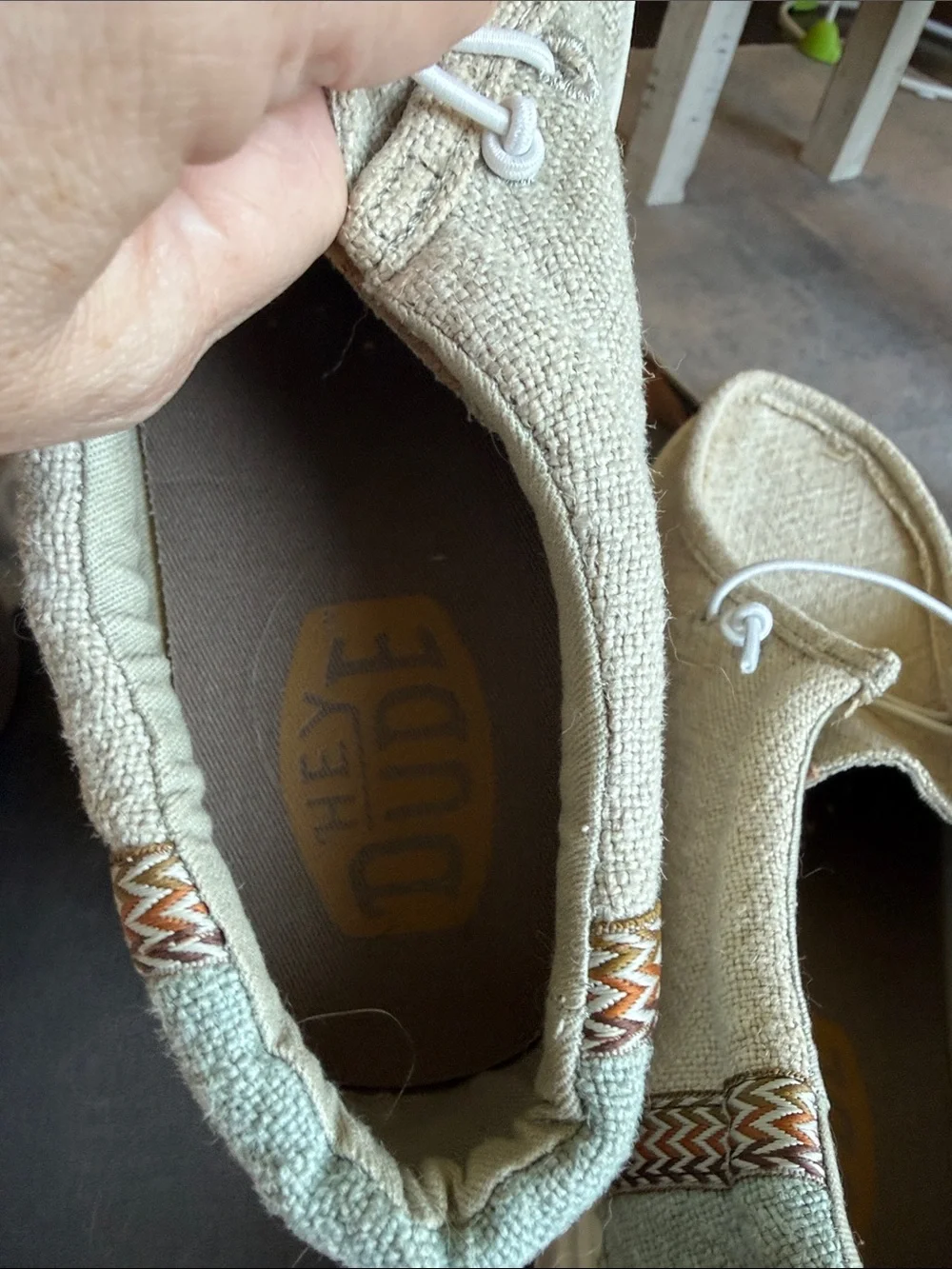 Hey Dude Men's Slip-On Loafers in Natural Beige Canvas